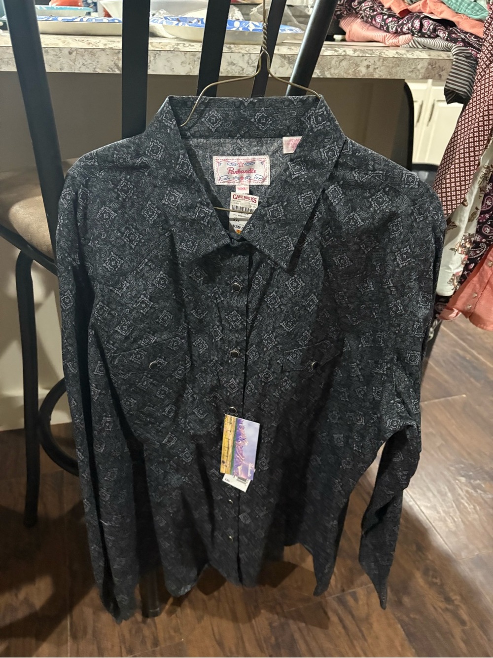 Panhandle Women’s Black Patterned Long-Sleeve Western Shirt Button-up